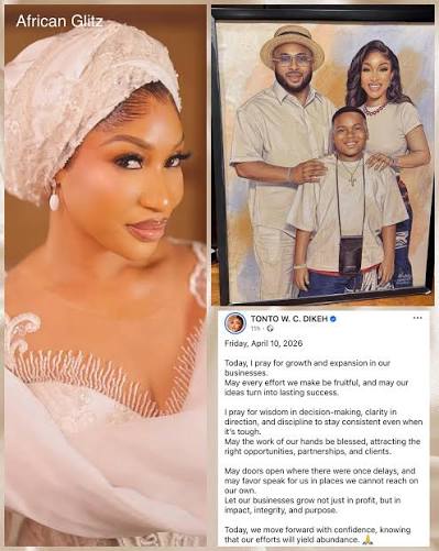 Tonto Dikeh Shares Emotional Family Moment as She Posts Photo with Ex-Husband and Son in Prayer Post