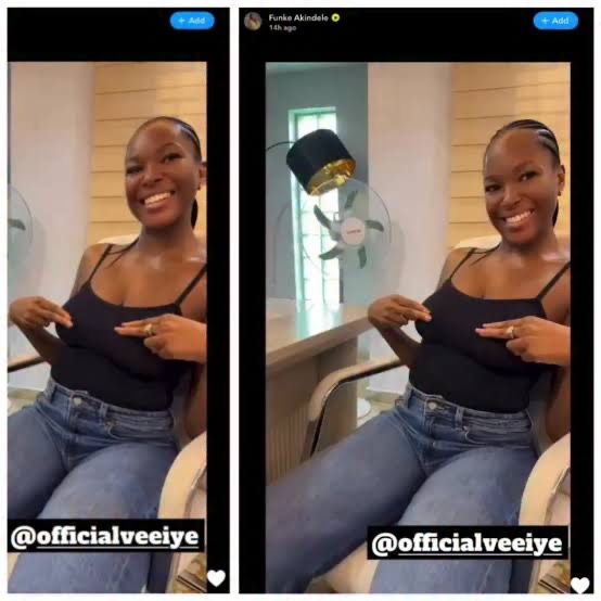 Funke Akindele Playfully Calls BBN's Vee "Junior Olosho" During Friendly Visit