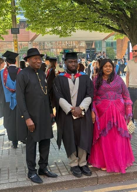 Proud Parents: Goodluck Jonathan Celebrates Son Ariwera's Graduation from UK University