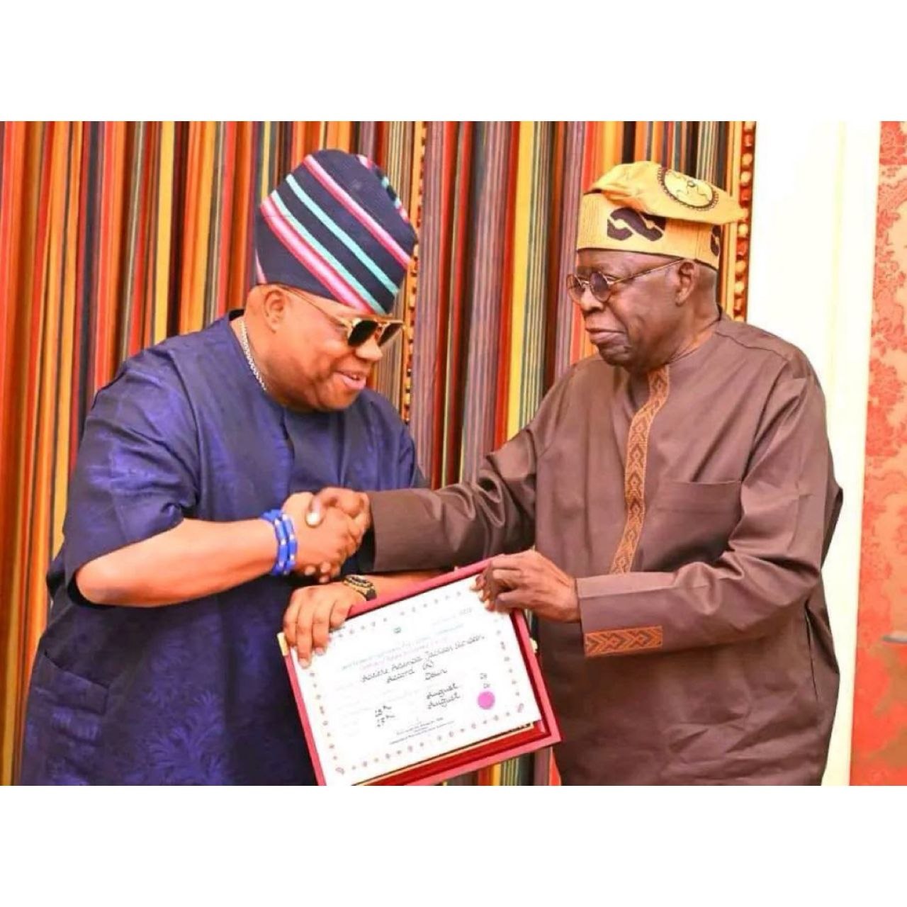 Osun Governor Ademola Adeleke Meets President Tinubu, Presents Certificate of Return