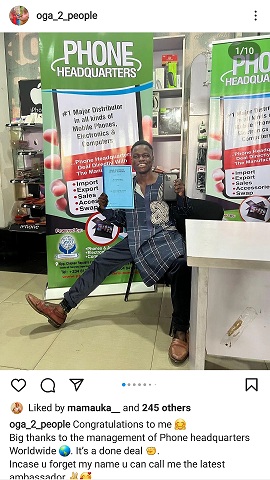 Oga 2 People Phone Headquarters Ambassadorial Deal Instagram Post